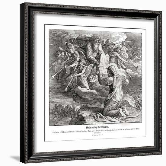 Moses receives the commandments, Exodus-Julius Schnorr von Carolsfeld-Framed Giclee Print