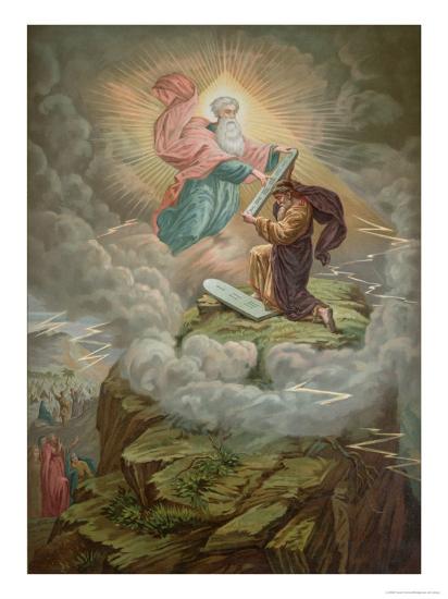 Moses Receives the Tablets of the Law from God on Mount Sinai Giclee ...