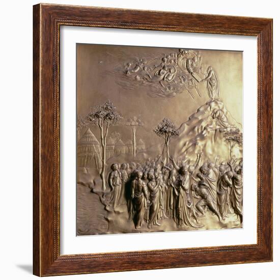 Moses Receiving the Tablets of the Law, One of Ten Relief Panels-Lorenzo Ghiberti-Framed Giclee Print