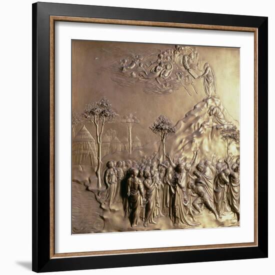 Moses Receiving the Tablets of the Law, One of Ten Relief Panels-Lorenzo Ghiberti-Framed Giclee Print