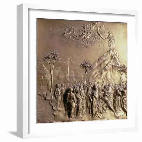 Moses Receiving the Tablets of the Law, One of Ten Relief Panels-Lorenzo Ghiberti-Framed Giclee Print