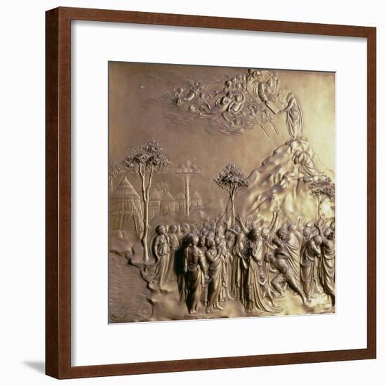 Moses Receiving the Tablets of the Law, One of Ten Relief Panels-Lorenzo Ghiberti-Framed Giclee Print