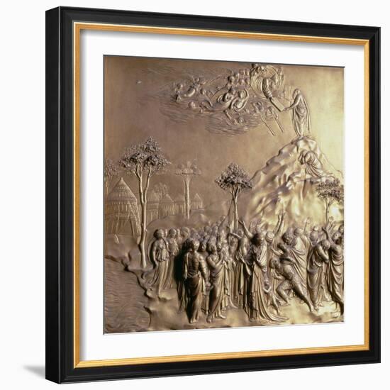 Moses Receiving the Tablets of the Law, One of Ten Relief Panels-Lorenzo Ghiberti-Framed Giclee Print