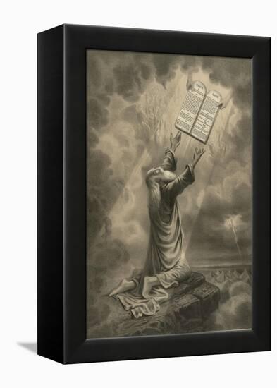 Moses Receiving the Ten Commandments-Science Source-Framed Premier Image Canvas