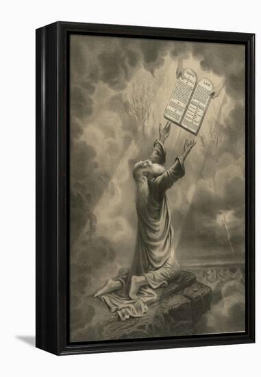 Moses Receiving the Ten Commandments-Science Source-Framed Premier Image Canvas