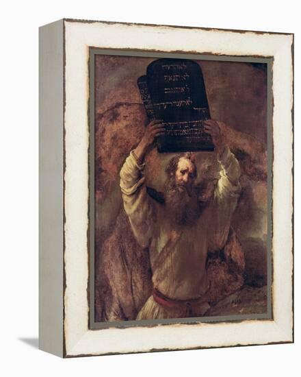 Moses Smashing the Tablets of the Law, 1659-Rembrandt van Rijn-Framed Premier Image Canvas