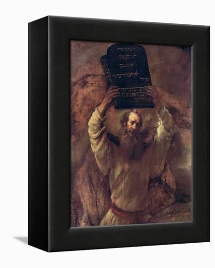 Moses Smashing the Tablets of the Law, 1659-Rembrandt van Rijn-Framed Premier Image Canvas