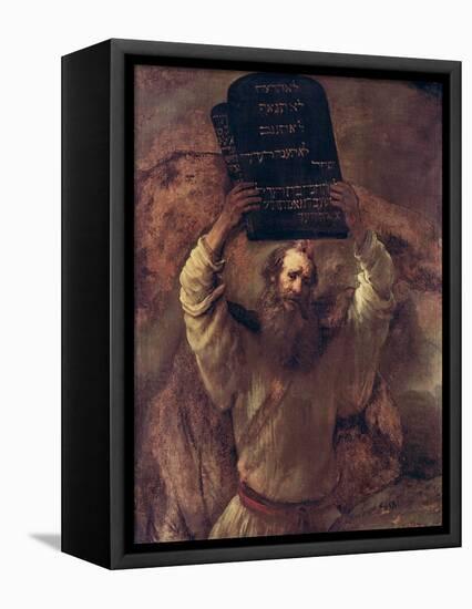 Moses Smashing the Tablets of the Law, 1659-Rembrandt van Rijn-Framed Premier Image Canvas