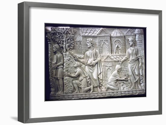 Moses Strikes the Rock, and Christ in the Garden, early Christian Sarcophagus, 4th century-Unknown-Framed Giclee Print