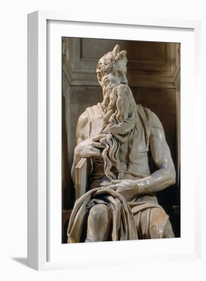 Moses, Tomb of Giulio II-Michelangelo-Framed Art Print