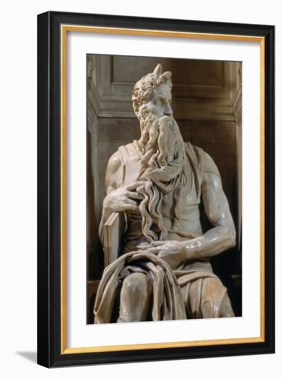 Moses, Tomb of Giulio II-Michelangelo-Framed Art Print