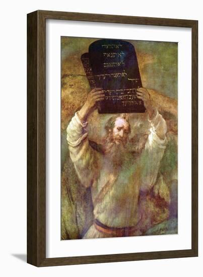 Moses with the Commandments-Rembrandt van Rijn-Framed Art Print