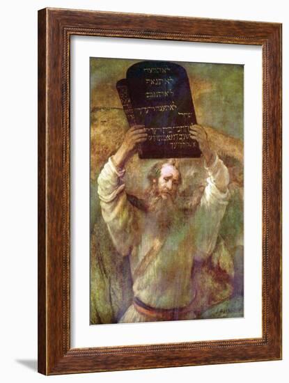 Moses with the Commandments-Rembrandt van Rijn-Framed Art Print