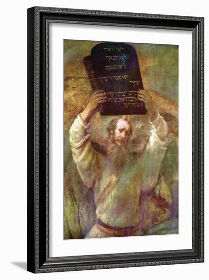 Moses with the Commandments-Rembrandt van Rijn-Framed Art Print