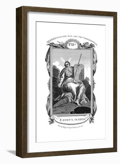 Moses with the Rod, and Ten Commandments, C1808-null-Framed Giclee Print