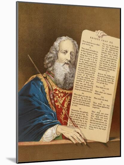 Moses with the Tables of the Law-English-Mounted Giclee Print
