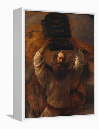 Moses with the Ten Commandments, 1659-Rembrandt van Rijn-Framed Premier Image Canvas