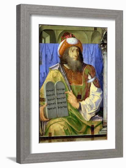 Moses with the Ten Commandments, from a Series of Portraits of Illustrious Men (Detail)-Joos van Gent-Framed Giclee Print