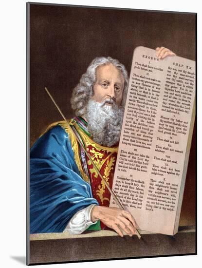 Moses with the Ten Commandments, Mid 19th Century-null-Mounted Giclee Print