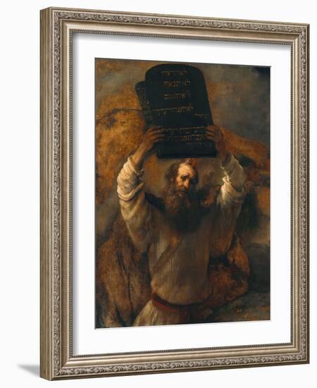 Moses with the Ten Commandments-Rembrandt van Rijn-Framed Giclee Print