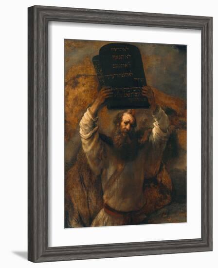 Moses with the Ten Commandments-Rembrandt van Rijn-Framed Giclee Print