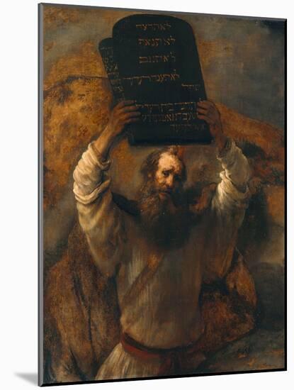 Moses with the Ten Commandments-Rembrandt van Rijn-Mounted Giclee Print