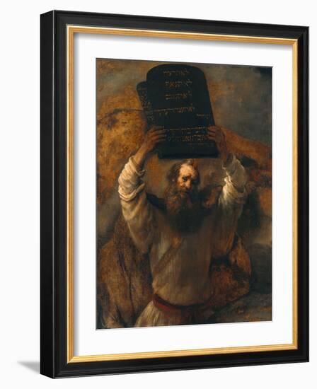 Moses with the Ten Commandments-Rembrandt van Rijn-Framed Giclee Print