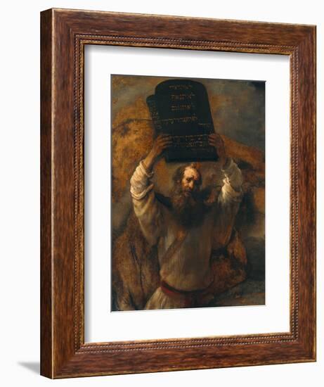 Moses with the Ten Commandments-Rembrandt van Rijn-Framed Giclee Print