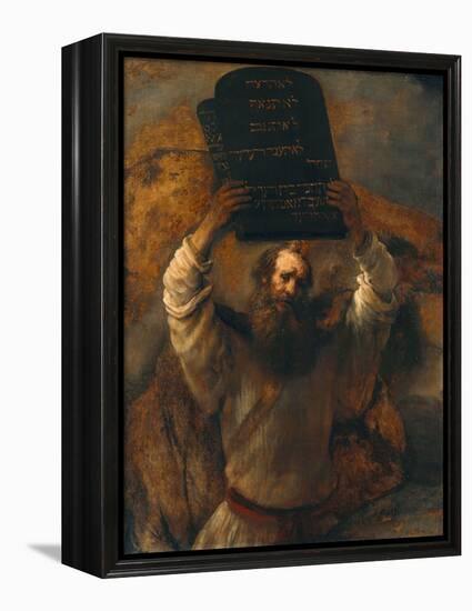 Moses with the Ten Commandments-Rembrandt van Rijn-Framed Premier Image Canvas