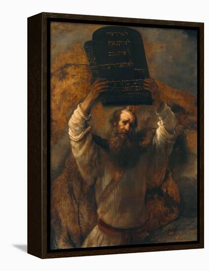 Moses with the Ten Commandments-Rembrandt van Rijn-Framed Premier Image Canvas