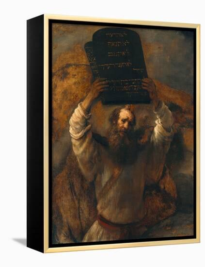 Moses with the Ten Commandments-Rembrandt van Rijn-Framed Premier Image Canvas