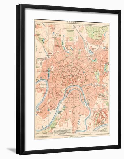 'Moskau' - A Map Of Moscow, 1892-Friedrich Arnold Brockhaus-Framed Giclee Print