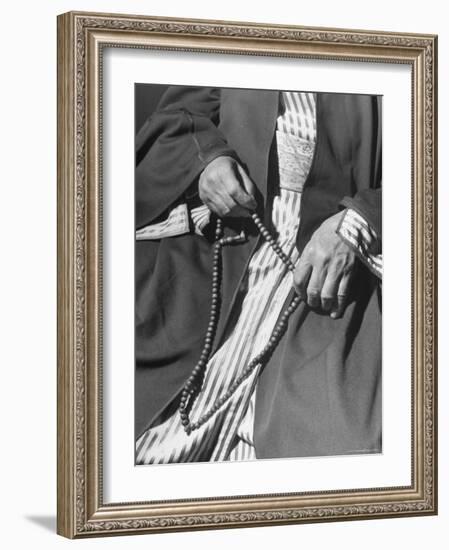 Moslem Sheikh Holding Amber Beads-John Phillips-Framed Photographic Print