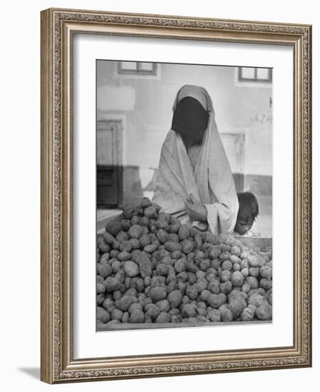 Moslem Woman Shopping for Potatoes-John Phillips-Framed Photographic Print