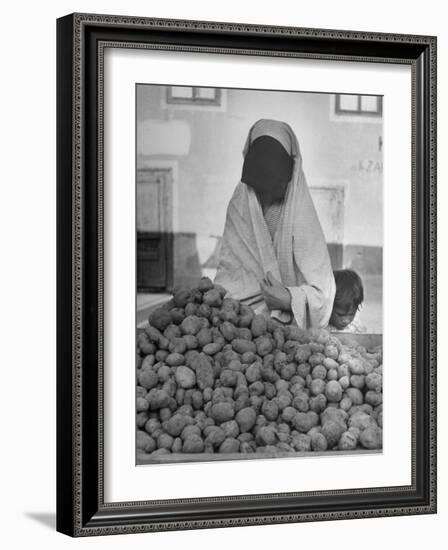 Moslem Woman Shopping for Potatoes-John Phillips-Framed Photographic Print