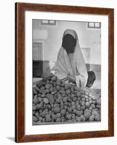 Moslem Woman Shopping for Potatoes-John Phillips-Framed Photographic Print