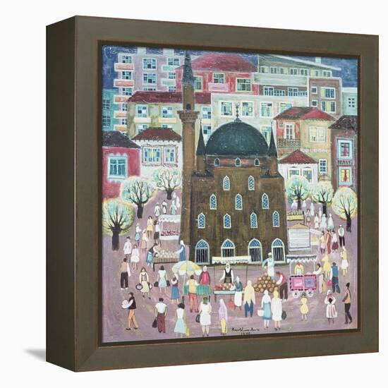 Mosque in Razgrad, 1972-Radi Nedelchev-Framed Premier Image Canvas