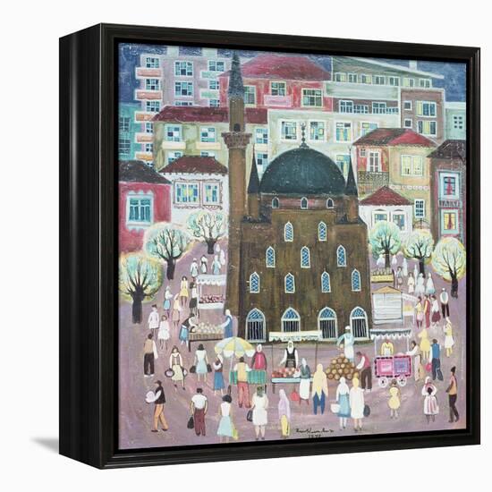 Mosque in Razgrad, 1972-Radi Nedelchev-Framed Premier Image Canvas