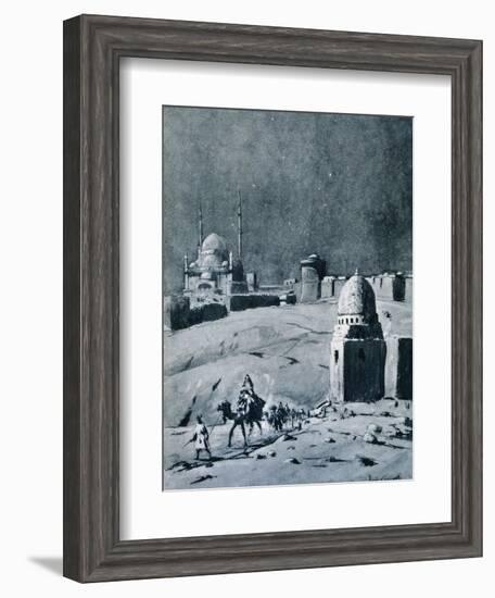 Mosque of Muhammad Ali under Moonlight, Cairo, Egypt, 1928-Louis Cabanes-Framed Giclee Print