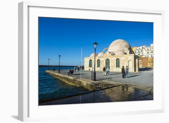 Mosque of the Janissaries, in the Venetian Port of Chania, Crete, Greek Islands, Greece, Europe-Michael Runkel-Framed Photographic Print