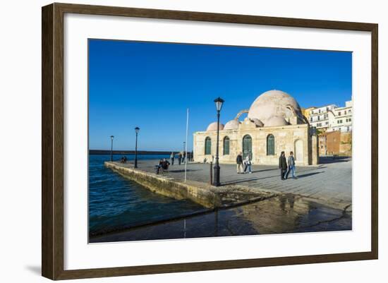 Mosque of the Janissaries, in the Venetian Port of Chania, Crete, Greek Islands, Greece, Europe-Michael Runkel-Framed Photographic Print