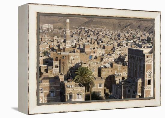 Mosque Tower and Skyline, Sana'a, Yemen-Peter Adams-Framed Premier Image Canvas