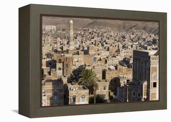 Mosque Tower and Skyline, Sana'a, Yemen-Peter Adams-Framed Premier Image Canvas