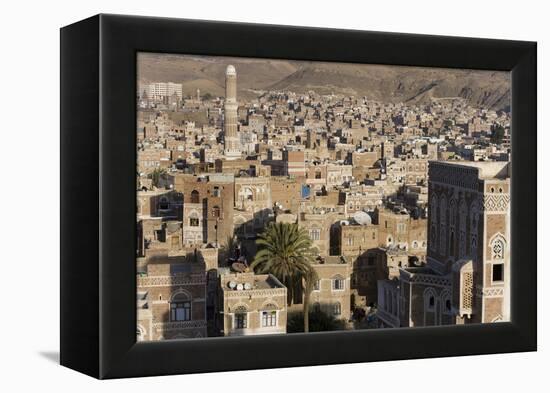 Mosque Tower and Skyline, Sana'a, Yemen-Peter Adams-Framed Premier Image Canvas