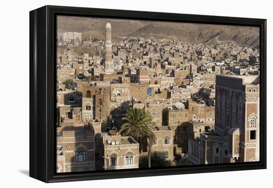 Mosque Tower and Skyline, Sana'a, Yemen-Peter Adams-Framed Premier Image Canvas