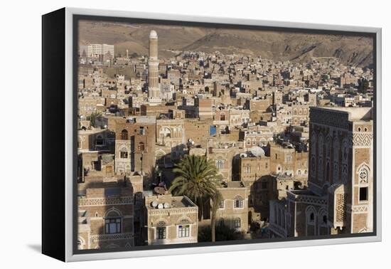 Mosque Tower and Skyline, Sana'a, Yemen-Peter Adams-Framed Premier Image Canvas