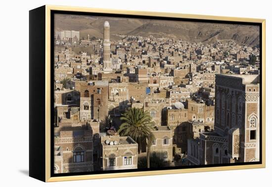 Mosque Tower and Skyline, Sana'a, Yemen-Peter Adams-Framed Premier Image Canvas