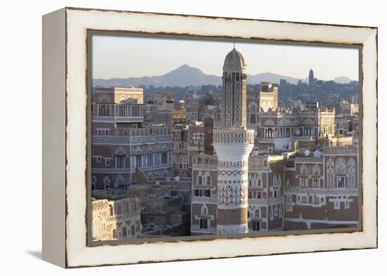 Mosque Tower and Skyline, Sana'a, Yemen-Peter Adams-Framed Premier Image Canvas