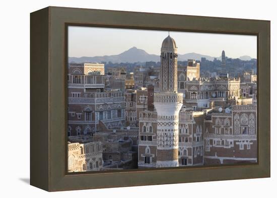 Mosque Tower and Skyline, Sana'a, Yemen-Peter Adams-Framed Premier Image Canvas