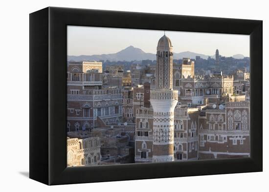 Mosque Tower and Skyline, Sana'a, Yemen-Peter Adams-Framed Premier Image Canvas